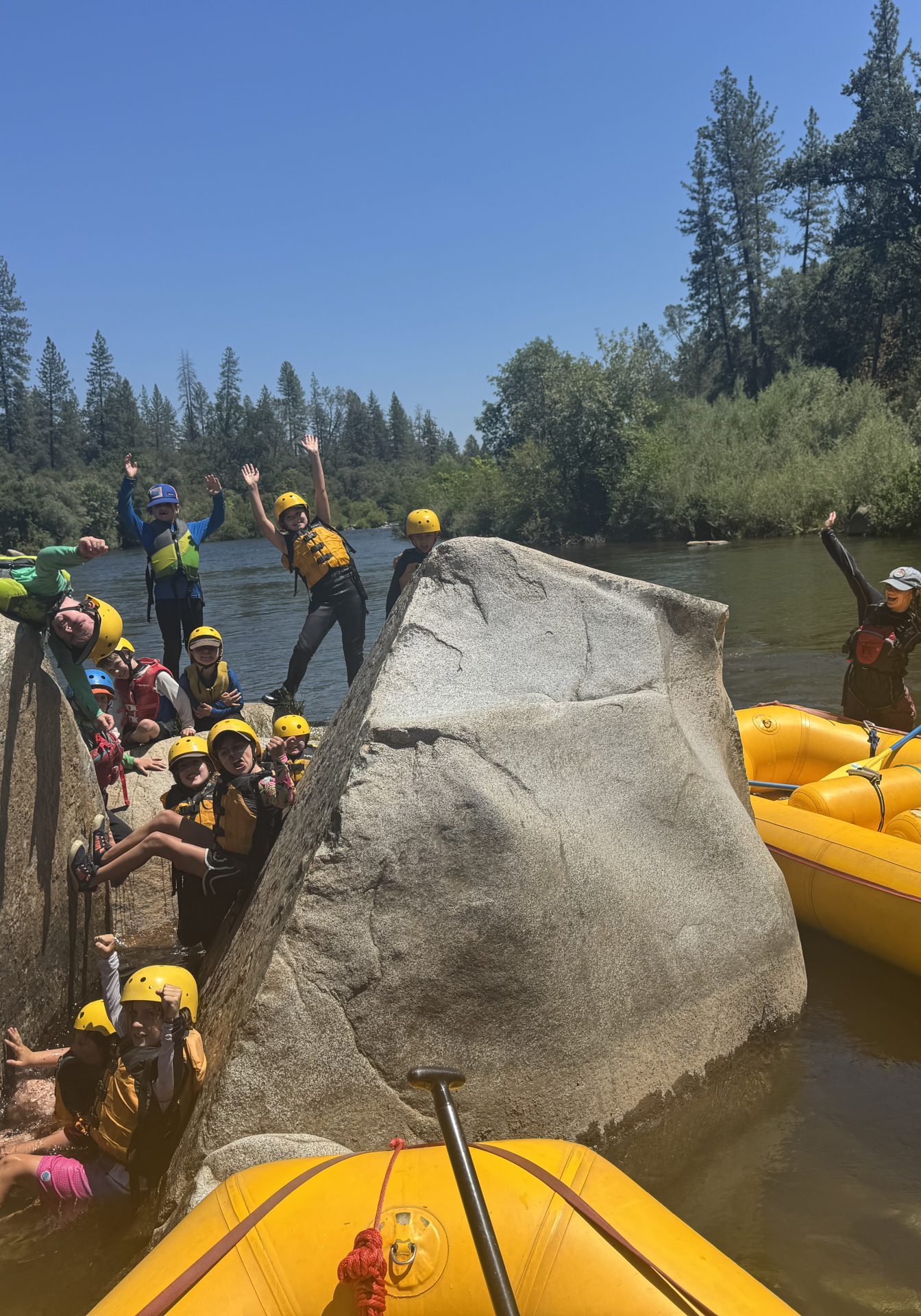 River Kids play among the rocks on the American River
