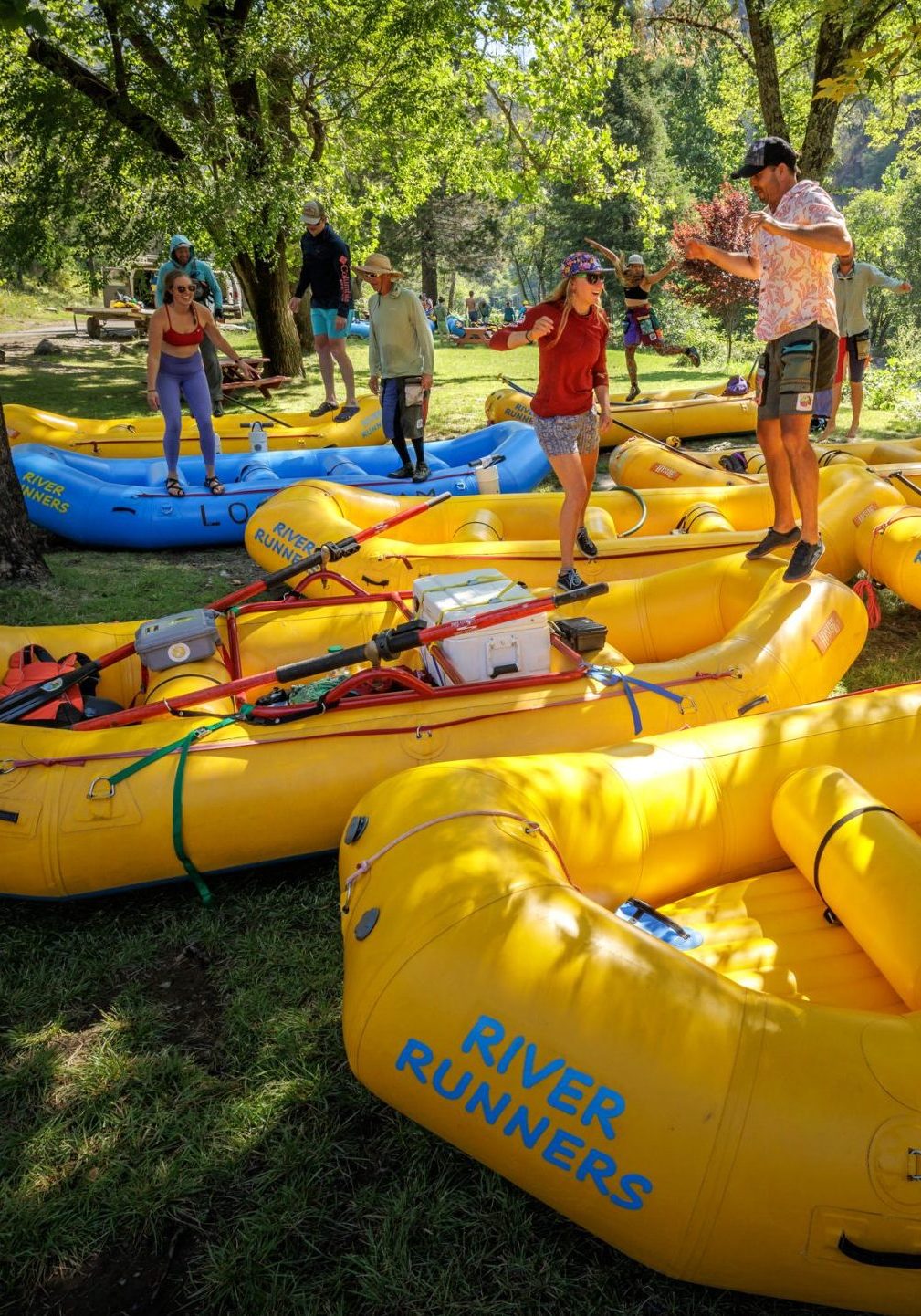 Instructors preparing rafts for the day